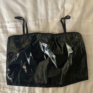 Black “Latex” Crop Top